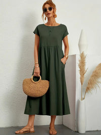 Leni | Kleid mit Taschen – Olivgrün