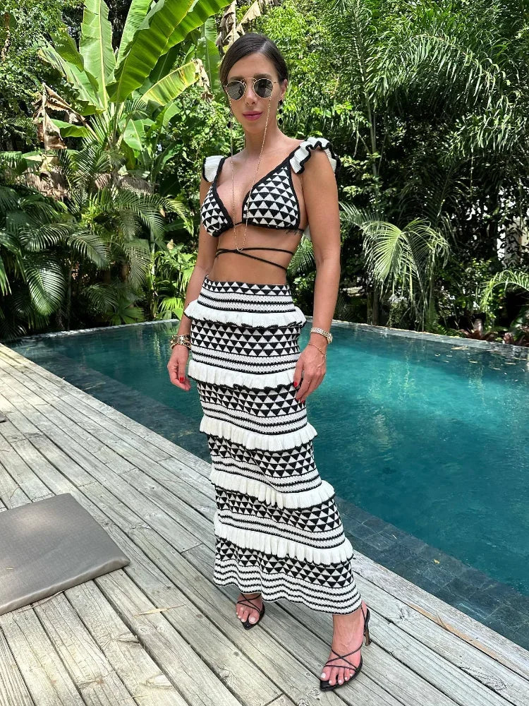 Lana - Halter Bikini Top und Rock Set