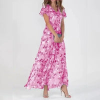 Floria - Rüschen V-Ausschnitt Kleid – Hellrosa