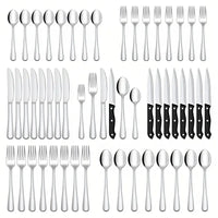 Silvaris | 48-teilige spülmaschinenfeste Besteckkollektion – Moderne Kontrastmuster – Silber