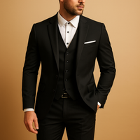 Herren-Set dreiteilig | Gerade Ausrichtung – Schwarz