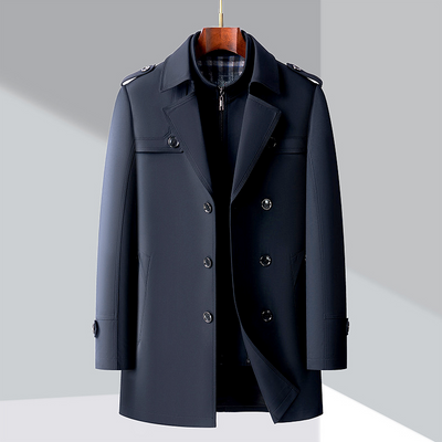 Rupertt | Mid-Langer Trenchcoat für Herren mit Abnehmbarer Innenjacke & Stehkragen