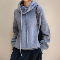 Ophelia® | Oversize Kapuzenpullover Strick – Grau