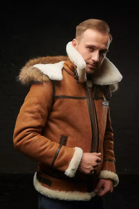 Heevan | Nordische Luxus-Winterjacke mit Kapuze für Männer – Braun