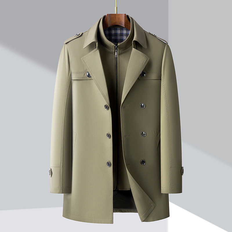 Rupertt | Mid-Langer Trenchcoat für Herren mit Abnehmbarer Innenjacke & Stehkragen