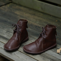 Stella | Schnürung Blockabsatz Schnürstiefel – Kaffeebraun
