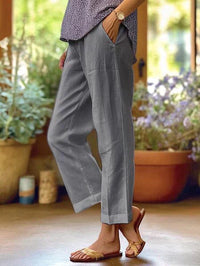 Damen Leinen Sommerhose – Grau