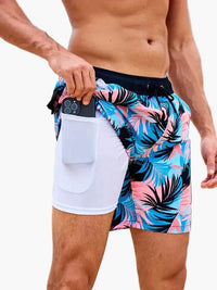 Herren-Badeshorts mit Kompressions- und schnell trocknendem Stoff – Blühende Orchidee