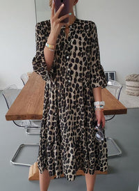 Rhea® | Ibiza Mode stilvolle Frauen Leopard Druck Kleid – Braun
