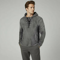 Langarmshirt für Herren mit Schnürung im Vintage-Look – Grau