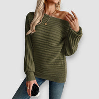 Belle | Off-Shoulder Pullover – Grün