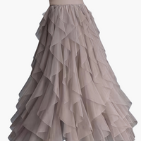 Damenrock Elegante Mehrlagige Volant Romantisches Festkleid – Khaki