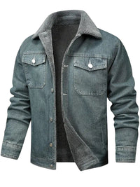 Geoffroy – Vintage Jeans Jacke Mit Fleece Futter – Blau