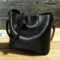 Nicole | Vintage Leder-Schulterhandtasche – Schwarz