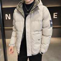 Olinaveia | Herren Daunenjacke mit Kapuze und Steppdesign – Khaki
