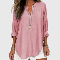 Claudia | Damen Langarm Top Locker Casual Komfort Alltag Modern – Rosa