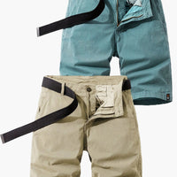 Herren-Bermudashorts mit Gürtel für Sommer- und Outdoor-Aktivitäten – Hellblau + Khaki