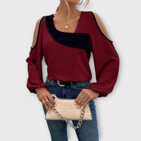 Scarlett - Bluse mit quadratischem Ausschnitt – Bordeaux