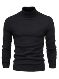 Pullover Herren Rollkragen Slim Fit | Langarm Smart Casual – Schwarz