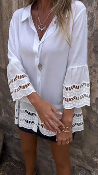Miranda™ | Elegante Bluse im Ibiza-Stil – Weiß