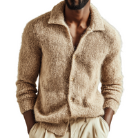 Men's Retro Casual Knitted Lapel Sweater Cardigan – Wheat