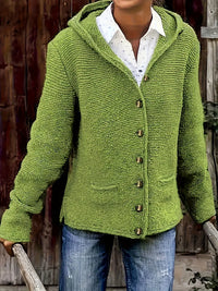 Bressan – Elegante Strickjacke Mit Langen Ärmeln Und Kapuze – Grün