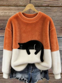 Klaisey™ - Damen-Sweatshirt mit Katzenmotiv – Orange