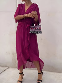 Monica™ | Luftiges Sommerkleid aus Chiffon mit tiefer V-Linie – Dunkelviolett