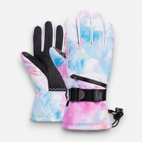 Warme Skihandschuhe mit weichem Innenfutter und Reißverschlusstasche – Tie-Dye