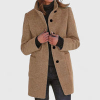 Elena – Klassischer Mantel in Wollmix – Khaki