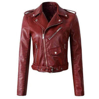 | Damen Slim Fit Gürtelte Isolierte Winterjacke – Kastanienrot