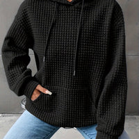Léana™ | Texturiertes Kapuzen-Sweatshirt mit langen Ärmeln – Schwarz