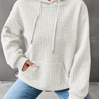 Léana™ | Texturiertes Kapuzen-Sweatshirt mit langen Ärmeln – Weiß