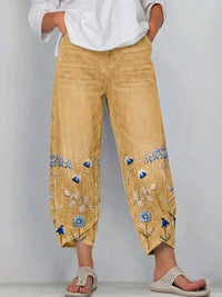Giada - Bedruckte Relaxed-Fit-Jeans – Gelb