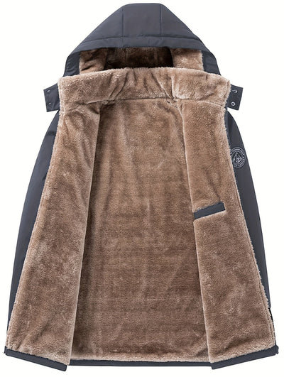Teun | Warme Herren-Fleecejacke mit Kapuze & Reißverschlusstaschen, Winddicht für Herbst & Winter