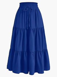 Damenrock mit Smockbund Eleganter Alltagsstil Midi Volantrock – Kornblumenblau