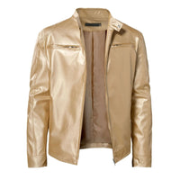 Enzo | Lässige Lederjacke mit Knopkragen – Stilvoll und Modern – Goldene
