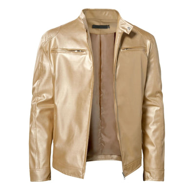 Enzo | Lässige Lederjacke mit Knopkragen – Stilvoll und Modern