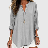 Claudia | Damen Langarm Top Locker Casual Komfort Alltag Modern – Grau