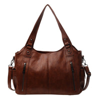 Aviana - Klassische Vintage-Lederhandtasche – Hellbraun