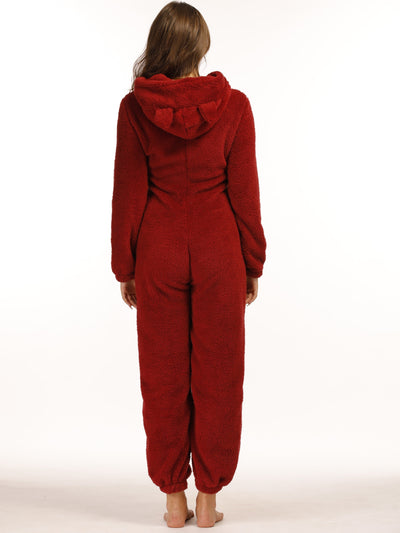 Leyetta | Reißverschluss Teddy-Jumpsuit mit Kapuze
