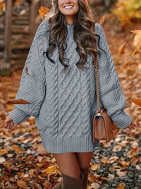 Chloé – Strick Pullover Kleid mit Zopfstrick – Grau