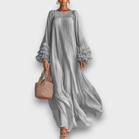 Elviana – Plissiertes Maxikleid aus Chiffon – Grau
