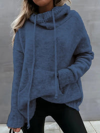 Natala - Strickpullover Mit Kängurutasche – Blau