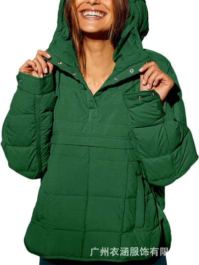 Meia | Warme Hoodie-Daunenjacke für Frauen – Dick und Baumwollgepolstert