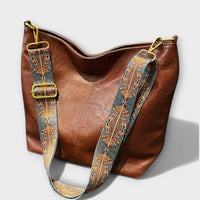 FABIENNE - GROSSE TASCHE UND GEMUSTERTER RIEMEN – Braun
