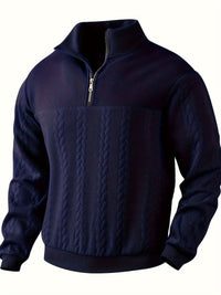 Roberto™ -Vintage Herrenpullover mit Reißverschluss – Blau