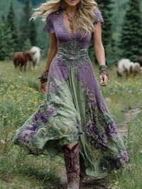 Anna | Maxikleid Damen bunt stilvoll und modisch – Lila