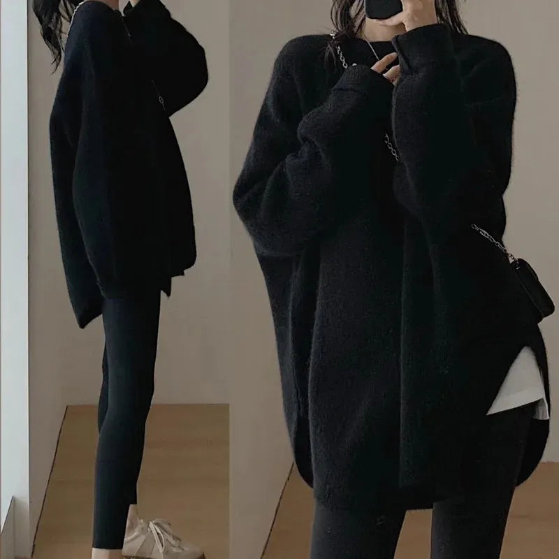 Clionya | Entspannter raffinierter Pullover mit Rundhalsausschnitt und Tropfenschulter