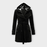 Elyana – Warmer Wintermantel mit Kapuze – Schwarz
